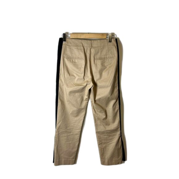 Club Monaco NWOT Tan with Side Black Stripe High Rise Cropped Chino Pants Size 2 - Picture 8 of 15